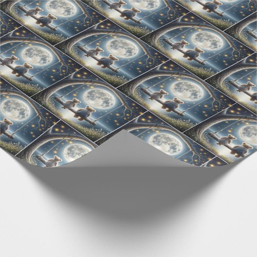 Papier Cadeau Des nounours sur une aile au clair de lune (Coin)