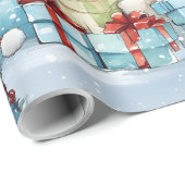 Papier Cadeau Des oursons polaires fêtent Noël (Coin rond)