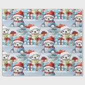 Papier Cadeau Des oursons polaires fêtent Noël (Plat)