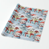 Papier Cadeau Des oursons polaires fêtent Noël (Déroulé)