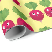 Papier Cadeau Des radis mignons chantant des légumes de dessin a (Coin rond)