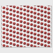 Papier Cadeau Dés rouges sur fond blanc (Plat)