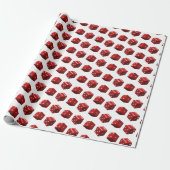 Papier Cadeau Dés rouges sur fond blanc (Déroulé)