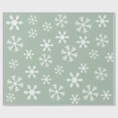 Papier Cadeau Des Snowflakes Blancs Vert Sur Noël Arrière - plan (Plat)