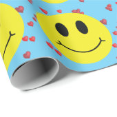 Papier Cadeau Des visages de broyage avec les Coeurs rouges (Coin rond)