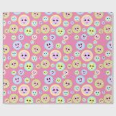 Papier Cadeau Des visages heureux dans le pastel - amusant et mi (Plat)