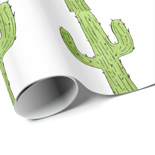 Papier Cadeau Desert Cactus Desert Plantes Cactus Tree Design (Coin rond)