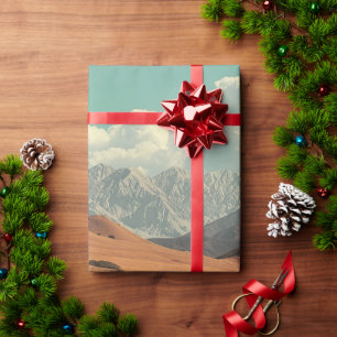 Papier Cadeau Désert et lac surréalistes avec poissons rouges