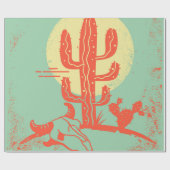 Papier Cadeau Desert landscape with Cactuses and cow skull. Vint (Plat)