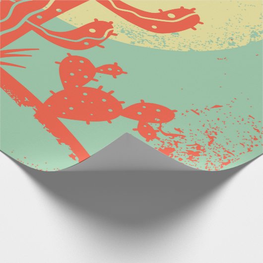 Papier Cadeau Desert landscape with Cactuses and cow skull. Vint (Coin)