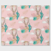 Papier Cadeau Désert tropical rose et or (Plat)