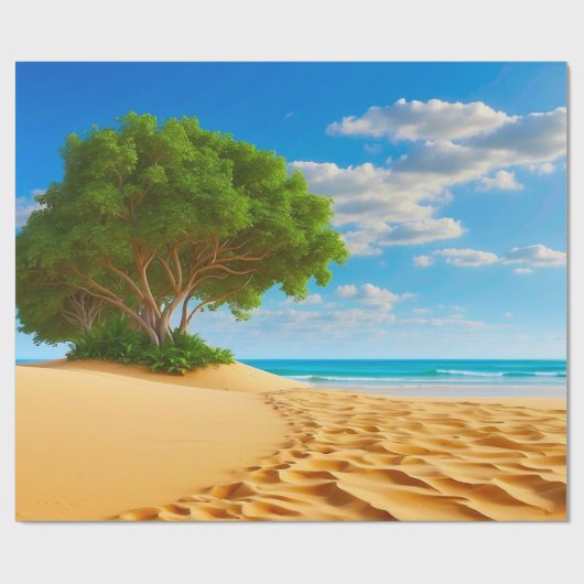 Papier Cadeau Deserted Tropical Island Sandy Beach (Plat)