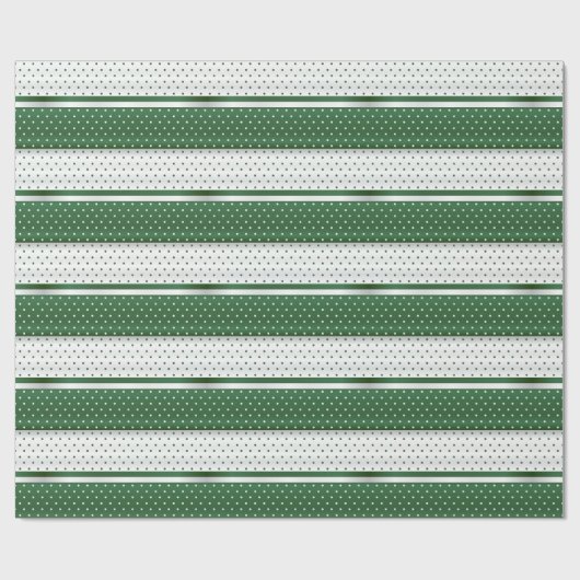 Papier Cadeau Design à points polka vert foncé et blanc (Plat)