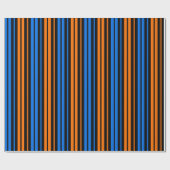Papier Cadeau Design à rayures verticales bleu orange bleu (Plat)