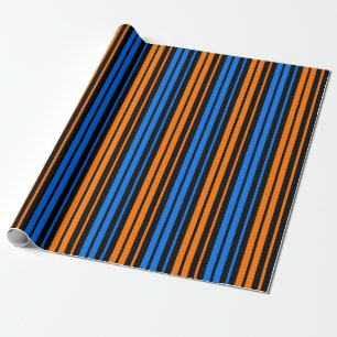 Papier Cadeau Design à rayures verticales bleu orange bleu  