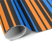 Papier Cadeau Design à rayures verticales bleu orange bleu (Coin rond)