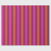 Papier Cadeau Design à rayures verticales rose orange violet (Plat)