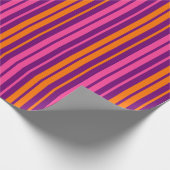 Papier Cadeau Design à rayures verticales rose orange violet (Coin)