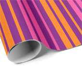 Papier Cadeau Design à rayures verticales rose orange violet (Coin rond)