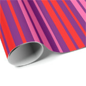 Papier Cadeau Design à rayures verticales rose violet rouge (Coin rond)