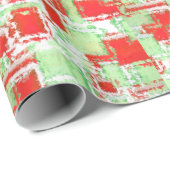 Papier Cadeau Design Abstrait de vacances Rouge et vert sur blan (Coin rond)