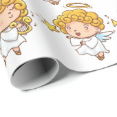Papier Cadeau Design Angel à main mignonne (Coin rond)