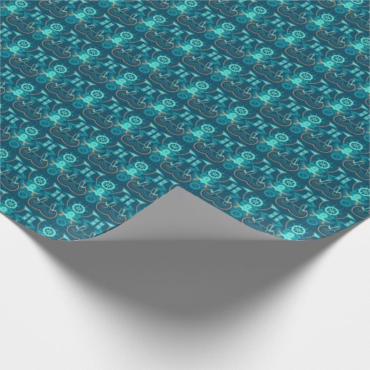 Papier Cadeau Design bleu marine (Coin)