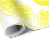 Papier Cadeau Design citrons aquarelle (Coin rond)