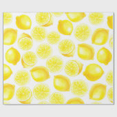 Papier Cadeau Design citrons aquarelle (Plat)