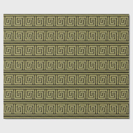 Papier Cadeau Design Classique Clé Grecque En Or & Noir (Plat)