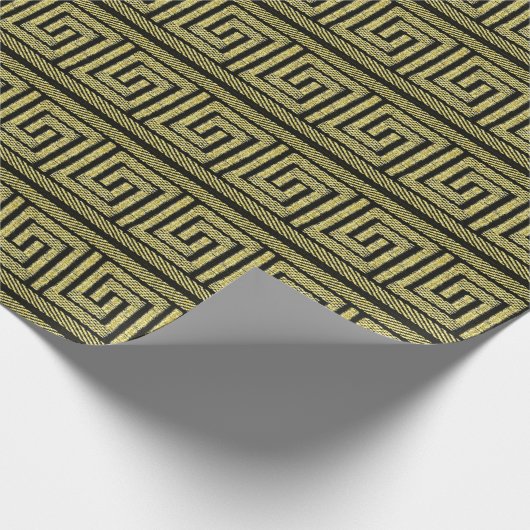 Papier Cadeau Design Classique Clé Grecque En Or & Noir (Coin)