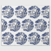 Papier Cadeau Design classique de saule bleu (Plat)