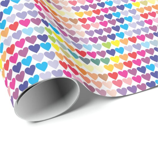 Papier Cadeau Design Coeur coloré (Coin rond)