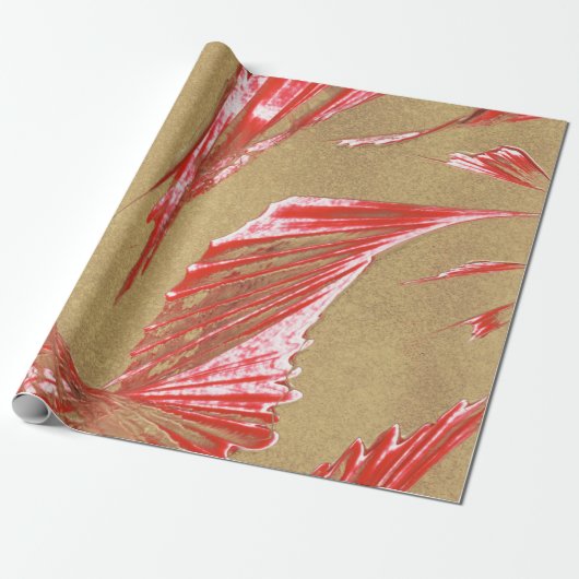 Papier Cadeau Design d'aile doré et rose (Déroulé)