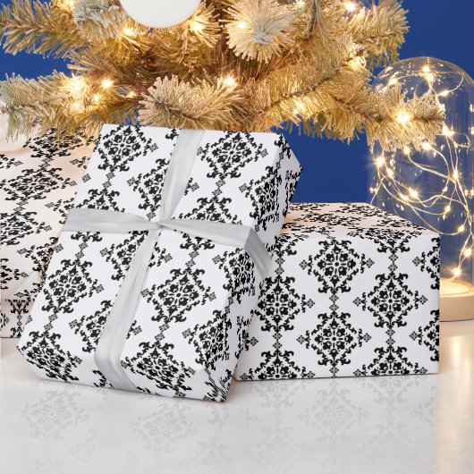 Papier Cadeau Design Damas noir et blanc (Vacances)