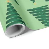 Papier Cadeau Design d'arbre de Noël vert brillant (Coin rond)