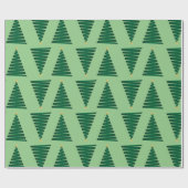 Papier Cadeau Design d'arbre de Noël vert brillant (Plat)