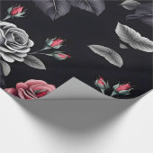 Papier Cadeau Design d'art floral Rose sombre (Coin)