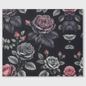 Papier Cadeau Design d'art floral Rose sombre (Plat)
