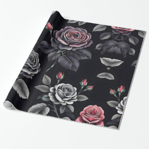 Papier Cadeau Design d'art floral Rose sombre