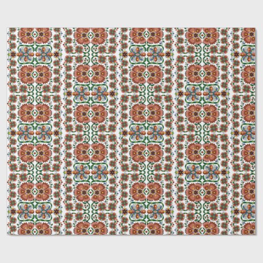 Papier Cadeau Design d'art folklorique estonien avec fleurs (Plat)