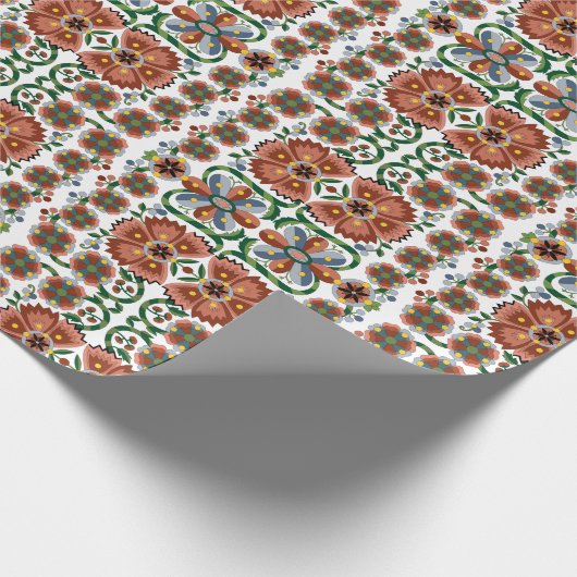 Papier Cadeau Design d'art folklorique estonien avec fleurs (Coin)