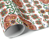 Papier Cadeau Design d'art folklorique estonien avec fleurs (Coin rond)