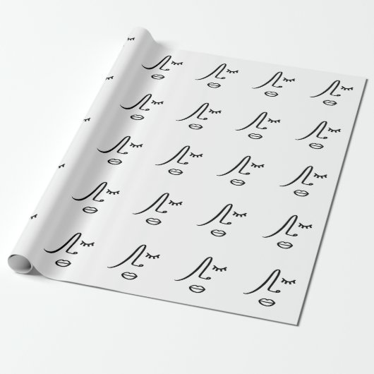 Papier Cadeau Design d'art moderne de visage abstrait minimalist (Déroulé)