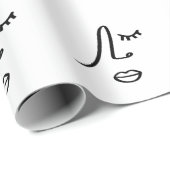 Papier Cadeau Design d'art moderne de visage abstrait minimalist (Coin rond)