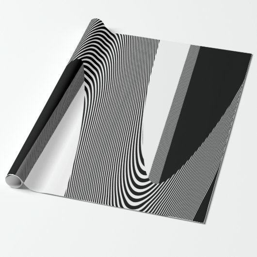 Papier Cadeau Design D'Art Op Noir Et Blanc, Papier Enveloppé (Déroulé)