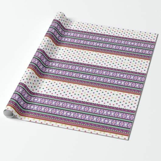 Papier Cadeau Design d'art populaire géométrique coloré avec fle (Déroulé)