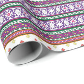 Papier Cadeau Design d'art populaire géométrique coloré avec fle (Coin rond)