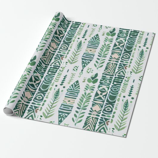 Papier Cadeau Design de boho vert (Déroulé)