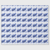 Papier Cadeau Design de carreaux de voile bleu Delft (Plat)